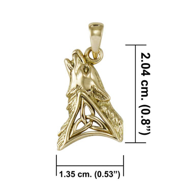 Celtic Howling Wolf Solid Gold Pendant GPD5717 - Jewelry